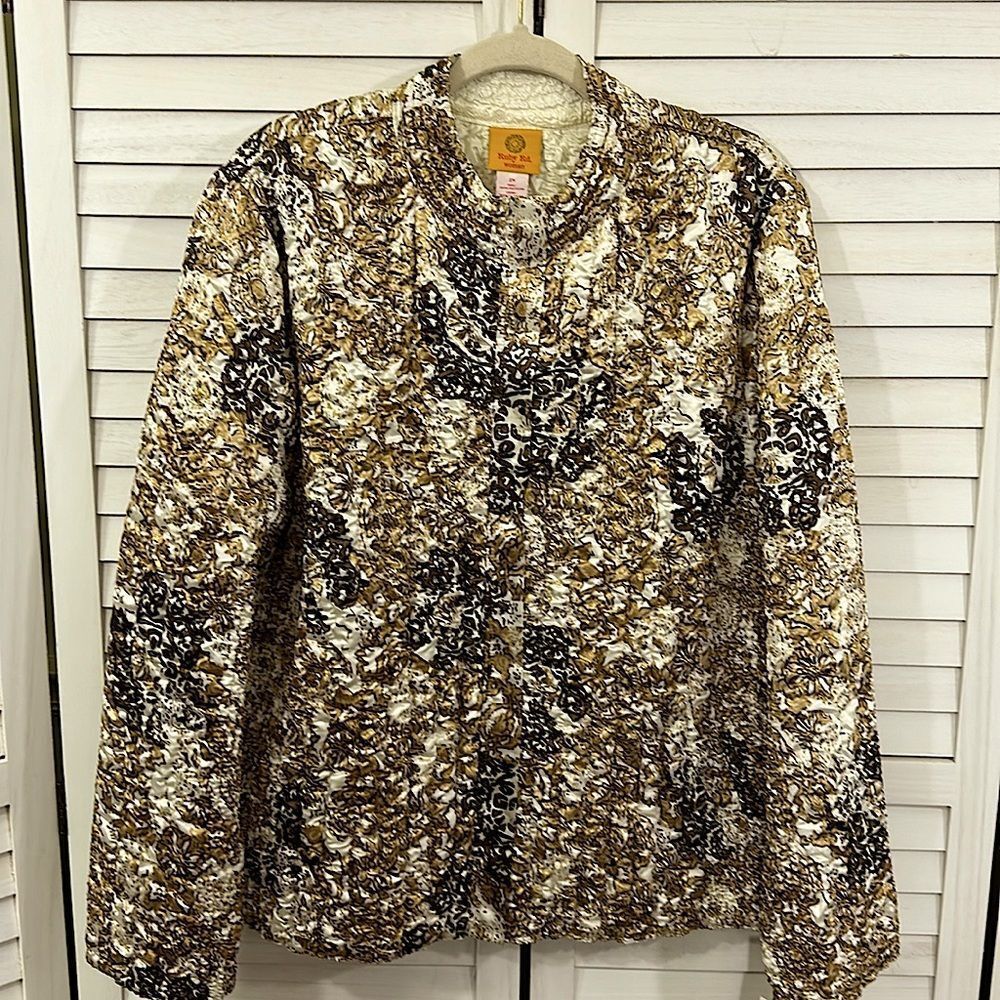 Ruby Rd. Jacket Size 2X Lightweight Brown Gold & … - image 10